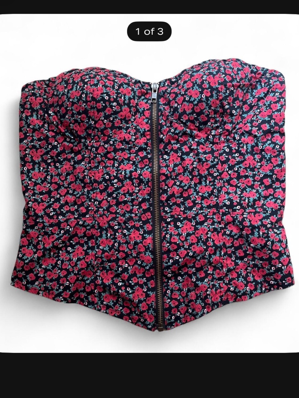 Jessica Simpson Floral Zip-Front Bustier Bodysuit
